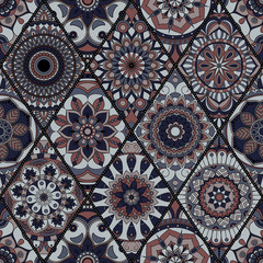 Seamless pattern. Vintage decorative elements. Hand drawn background. Islam, Arabic, Indian, ottoman motifs. Perfect for printing on fabric or paper.