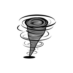 Hurricane in fast motion cartoon style, whirlwind of air, tornado cataclysm icon, strong wind element for design illustration