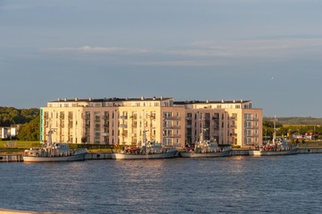 Fototapeta premium Danish military ships in port of vordingborg in Denmark