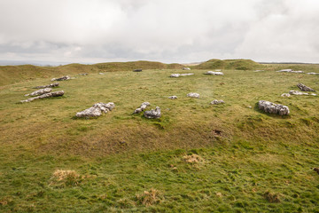 Arbor Low Stone Circle, Peak District. Ancient Sundial. English landscape Derbyshire