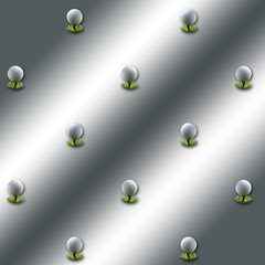 3D, Silver background, with golfball on tees equaly spread.