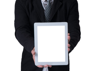 Businessman holding tablet