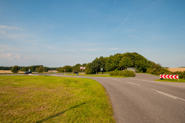 Road towards village of Askeby on island of Moen in Denmark