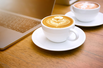 Two cup of coffee latte art.