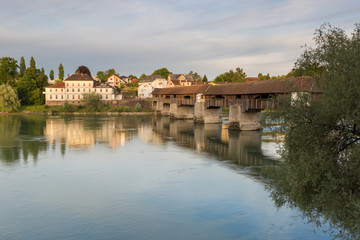 Obraz premium Bad Saeckingen with wooden bridge