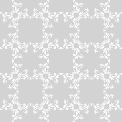 Seamless gray and white pattern with wallpaper ornaments