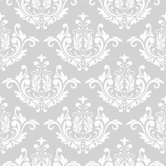 Seamless gray and white pattern with wallpaper ornaments