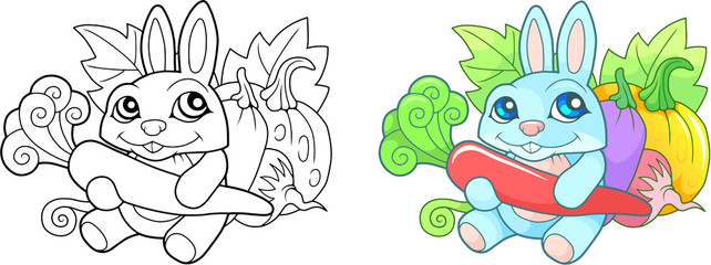 cartoon cute bunny coloring book