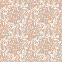 Seamless beige pattern with white wallpaper ornaments