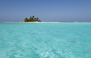 Inselparadies mit palmen, strand und türkis grünem Meer in der Südsee