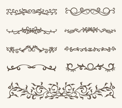 Vector set of decorative elements,  frame and line vintage style