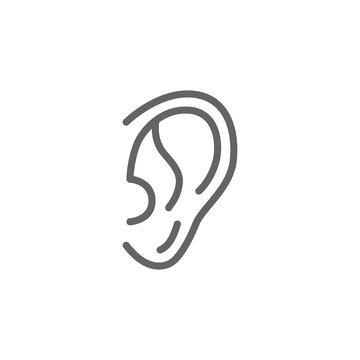 Simple ear line icon. Symbol and sign vector illustration design. Editable Stroke. Isolated on white background