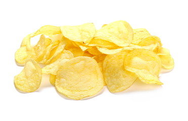 Potato chips isolated on white background