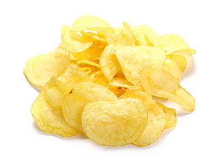 Potato chips isolated on white background