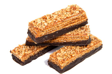 Chocolate wafers isolated on a white background