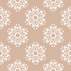 Seamless beige pattern with wallpaper ornaments