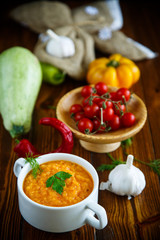 Stewed steamed zucchini with vegetables