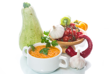 Stewed steamed zucchini with vegetables