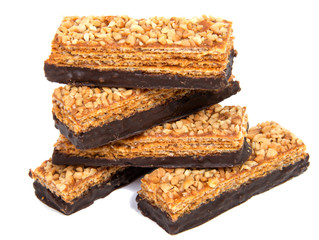 Chocolate wafers isolated on a white background