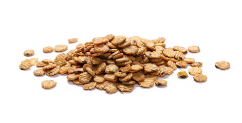 Soybean flakes isolated on white background