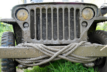 close-up of the grille of a military vehicle