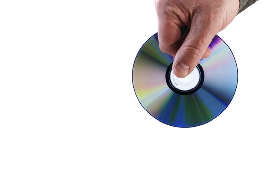 DVD mit Hand - Symbolfoto f&uuml;r Datenschutz 
