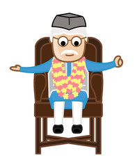 Old Political Character Sitting on Chair