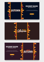 Autumn Background with leaves for shopping sale or promo poster and frame leaflet or web banner. Vector illustration template.
