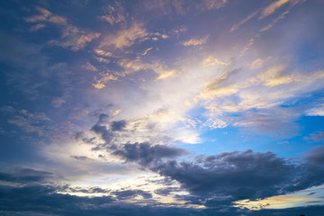 Colorful sky and clouds at sunset beautifully.