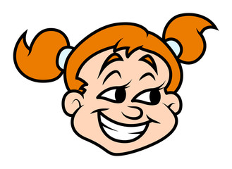 Funny Cartoon Happy Girl Face