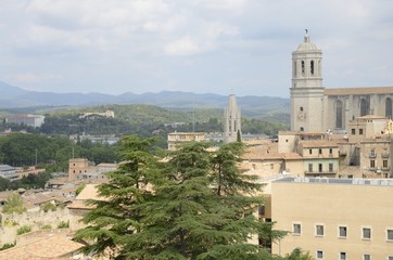 Fototapeta na wymiar View of the cathedral in Girona, Spain