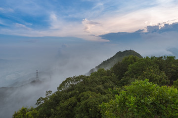 Fototapeta na wymiar Beautiful Viewed from above the Lion Rock Peak in Hong Kong, China, in morning time