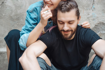 Young man and woman on the stree