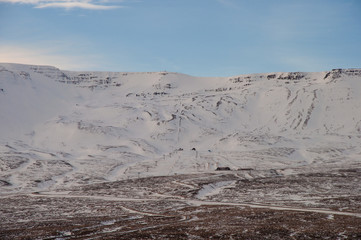 Hlidarfjall skiing resort in Iceland during early winter