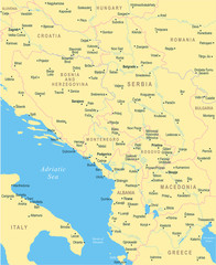 Central Balkan Map - Vector Illustration