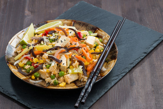 fried rice with tofu, vegetables