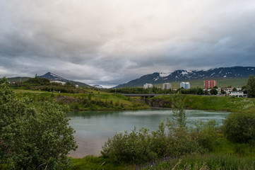 Fototapeta premium small reservoir in Glera river in north Iceland