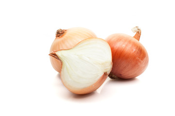 onion bulbs isolated on white background