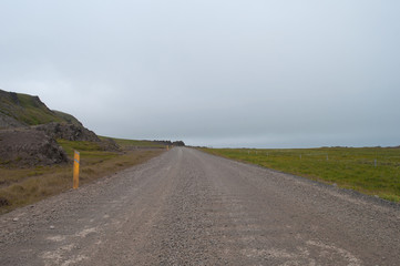 Gravel road in Vatnsnes in North Iceland