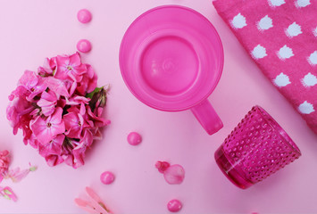 Pink objects on pink background