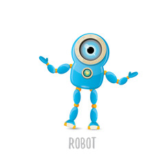 vector funny cartoon blue robot character