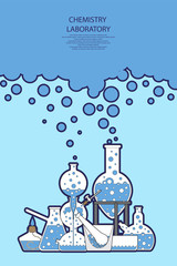 Laboratory utensils collected in an abstract composition