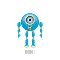 vector funny cartoon blue robot character