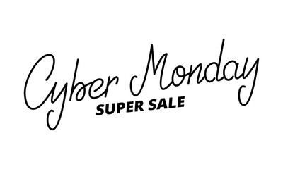 Cyber Monday. Hand lettering Cyber monday. Super sale seasonal typography