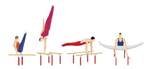 Gymnastics on bars.