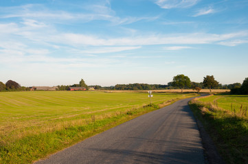 Fototapeta na wymiar Danish countryside road near Ugledige in Denmark
