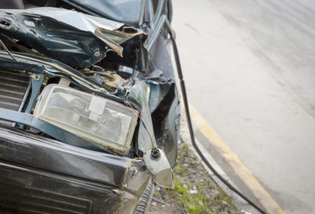 broken car, on the grass