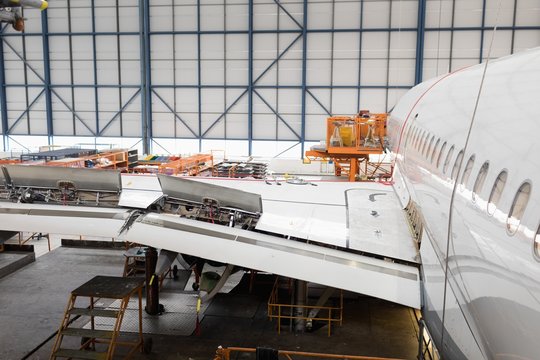 Aircraft at airlines maintenance facility