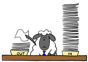 Office sheep doing paperwork