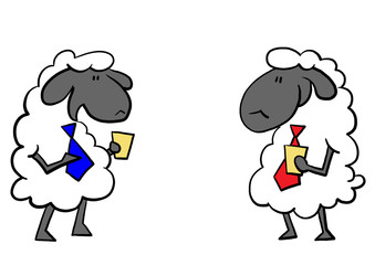Two office sheep chatting